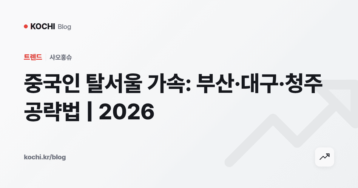 중국인 탈서울 가속: 부산·대구·청주 공략법 | 2026